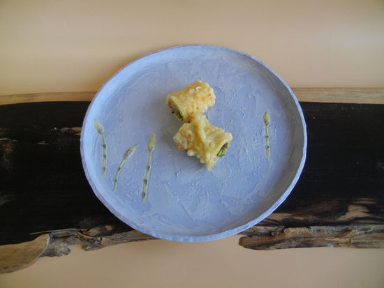 Kiyomizu ware, blue, plate with brush