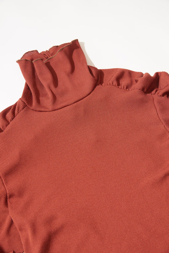 Gathered High Neck Top (Orange)