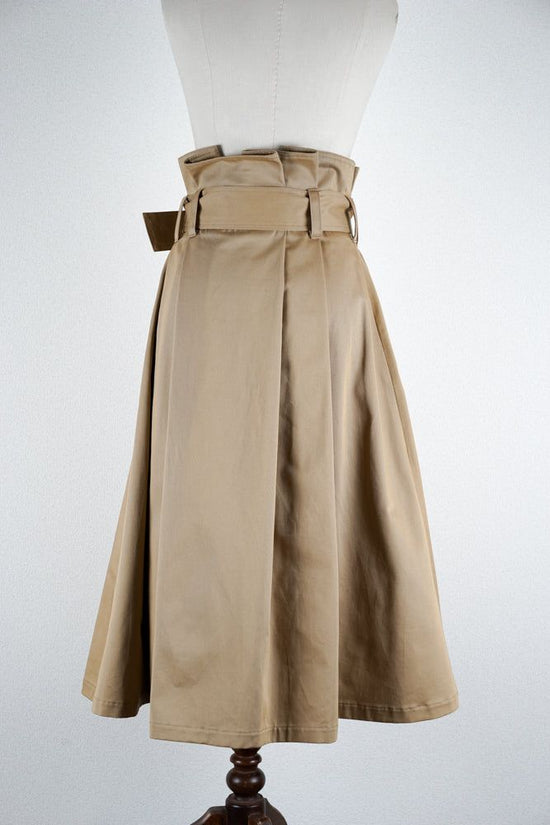 High Waist Belt Skirt (Beige)