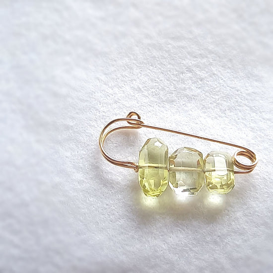 SAFETY PIN ear cuff in lemon quartz