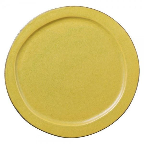 Veggie color round platter, mustard, yellow, Western tableware, shaped plate, made in Japan, Minoyaki, stylish.