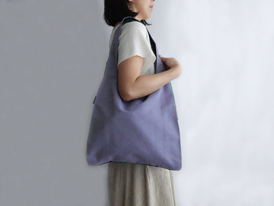 TWINS bag <M> [Green Flower × Blue Stripe]