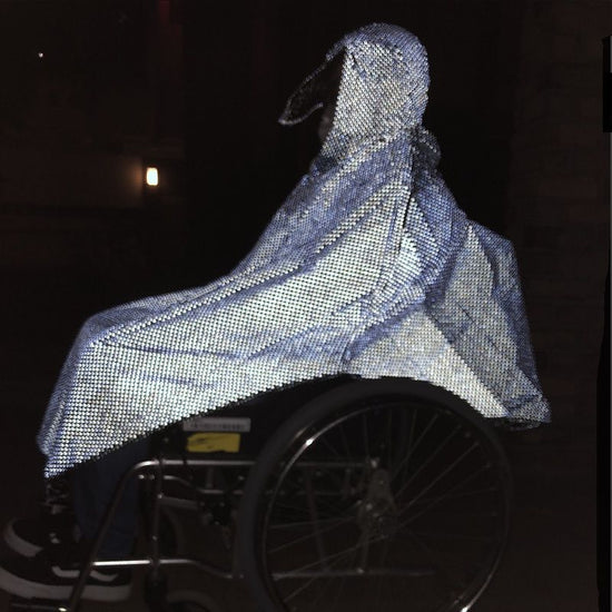 Full-Body Reflective Print Rain Poncho for Wheelchairs