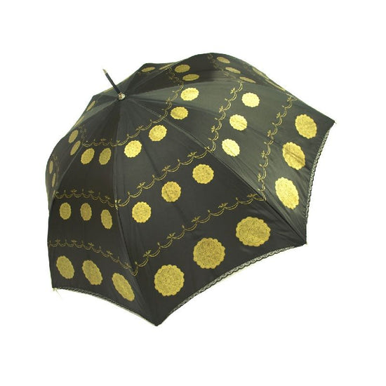 Long Umbrella Satin Lace Motif Pattern Print Rain or Shine Jump Umbrella