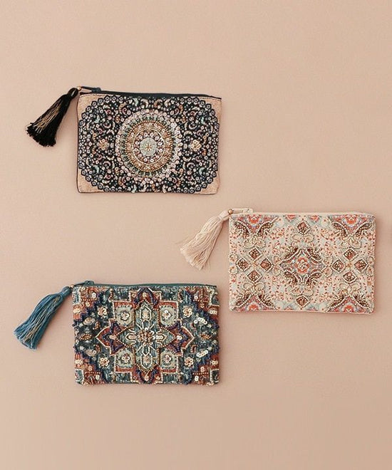 Print & Beads Embroidery Pouch S (3 colors) 15x10cm M42-2483