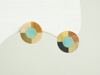 [New works] Pierced earrings and Clip-on earrings of marquetry and ceramic pieces (Turkish Blue)