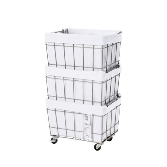 WIRE ARTS & PRO FOLDING STACKING BASKET 3 with CASTER