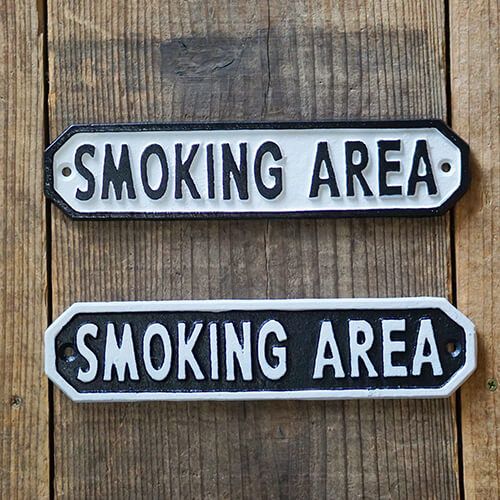 63591 [POSH MADE] sign plate SMOKING AREA white