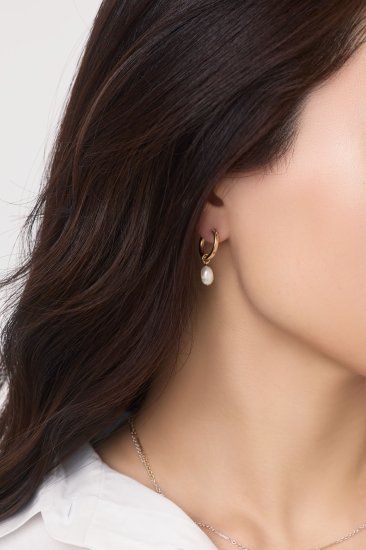 Freshwater Pearl Hoop Pierced Earrings