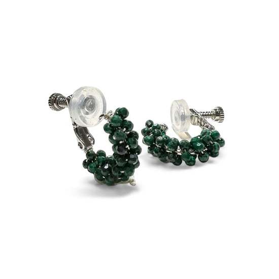 코랄 말라카이트 클립온 귀걸이