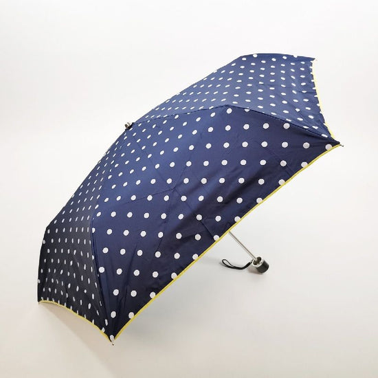 Heat-Shielding & Fully Light-Shielding Dot Print Sunshade 3-Tier Folding Umbrella Black Coated Back