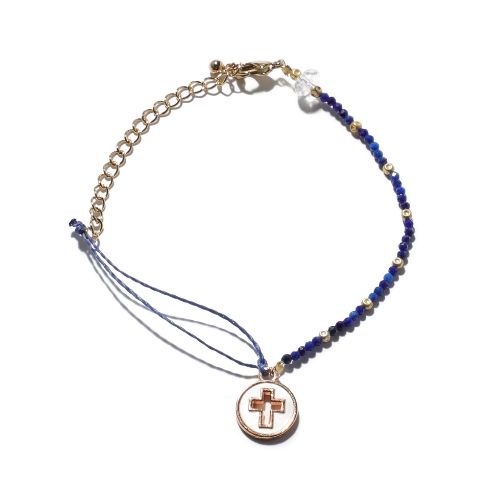 Tayi Bracelet "Saints in Lapis Lazuli" White Cross & Lapis Lazuli