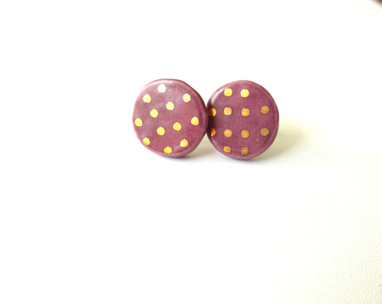 Gold dot round pierce/earring (purple)