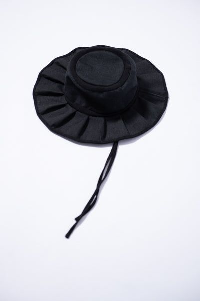 Pleated Hat with Brooch