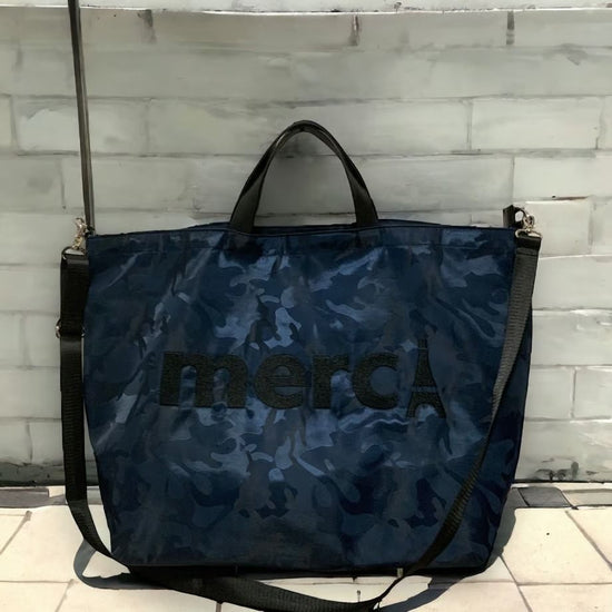 Merci Logo Embroidered 2way Tote L Camouflage Navy