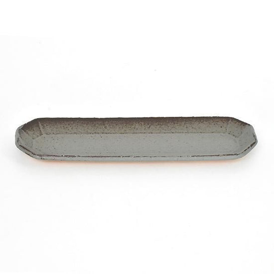 Angle Green Long M Green type Western tableware, shaped plate, made in Japan, Minoyaki, cafe style, stylish