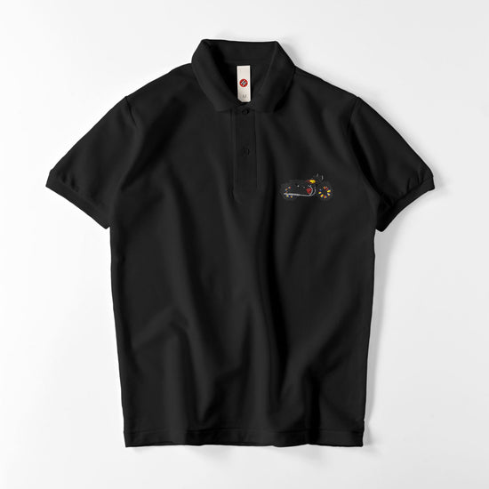 Vintage motorcycle embroidered polo shirt