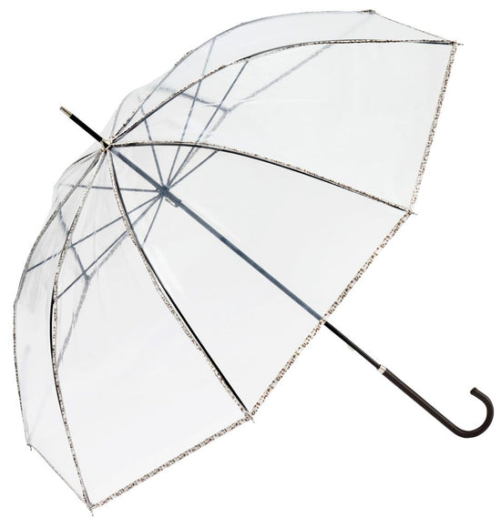 Long Umbrella Clear Umbrella with Leopard Piping