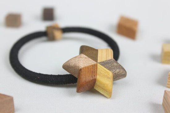 Small Star-Shaped Hair Elastic made of Marquetry