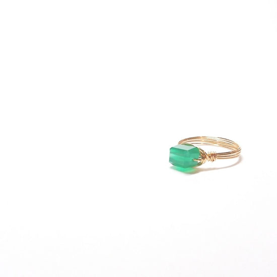 Green onyx wire ring