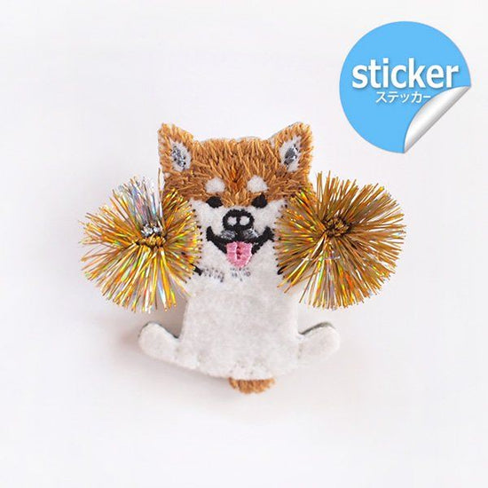 pokefasu pokefasu chibi chia shiba embroidered felt sticker