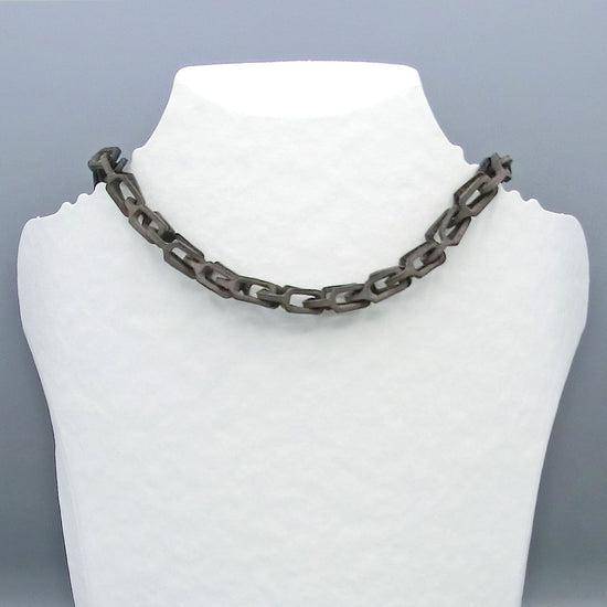 Chain necklace short 2WAY plus leather