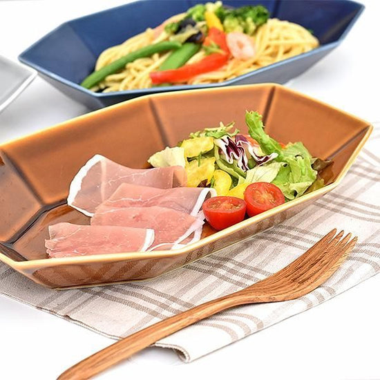 Ame Octo Octagonal Multi-Use Dish, Japanese Tableware, Oval Dish, Shaped Dish, Made in Japan, Minoyaki, Fashionable, Modern