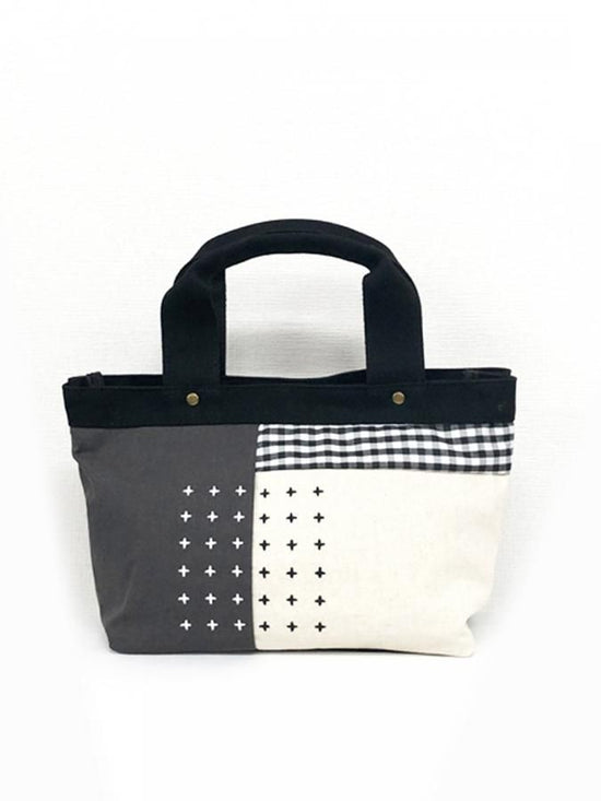 Patchwork Stitching Divider Handbag in Sashiko Style