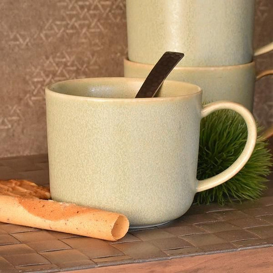 Cuisine Silver Green Mug Greenish Western Tableware Mug Cup Made in Japan Minoyaki Cafe Style