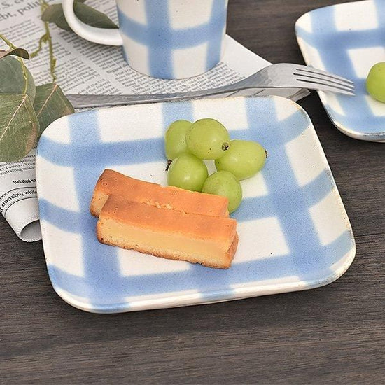 Honoka Blue Plate (Large) White Western Tableware, Bread Plate, Square Plate, Made in Japan, Minoyaki, Cafe Style, Stylish, Modern