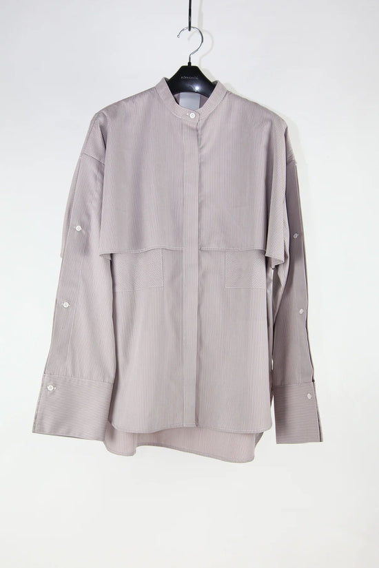 Striped Cape Shirt (Beige)