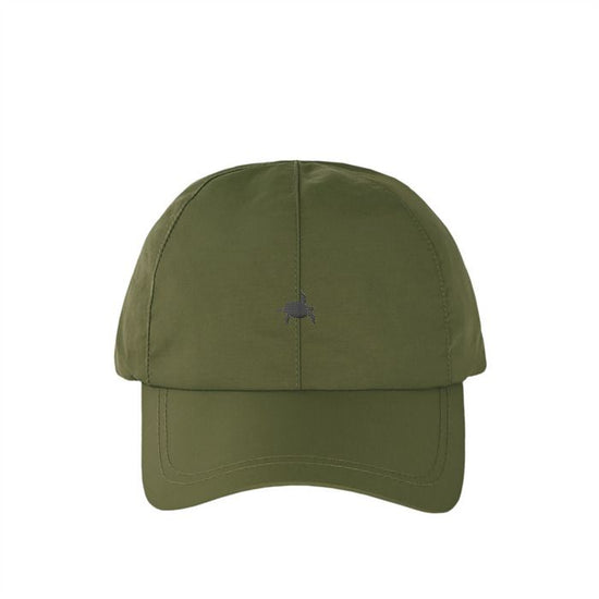 Dropped nylon cap "Sea turtle" monochrome logo khaki