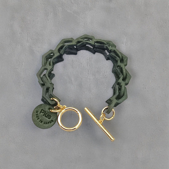 Chain bracelet heart-like plus leather