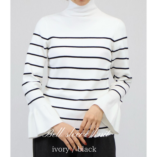 Border Bell Sleeve Knit