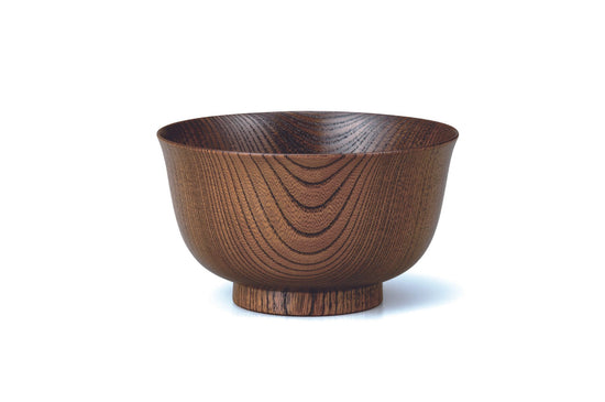 Japanese Yamanaka-nuri wooden zoni bowl, zelkova 4.3 hanami bowl, brown sliding SO-0506