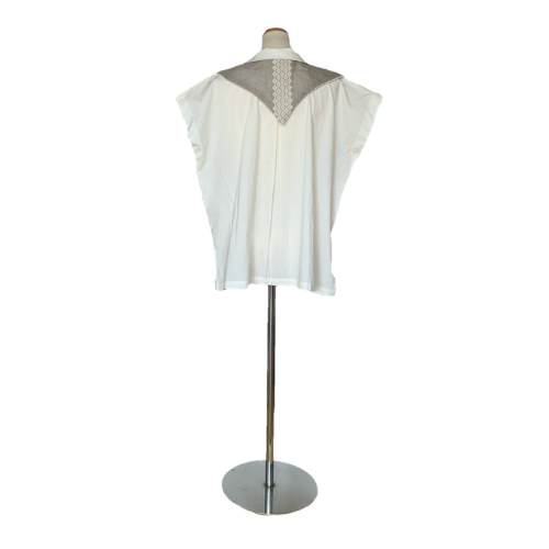 Kogin Sashimi White Blouse with Sailor Scarf by Tokuko Kakudate