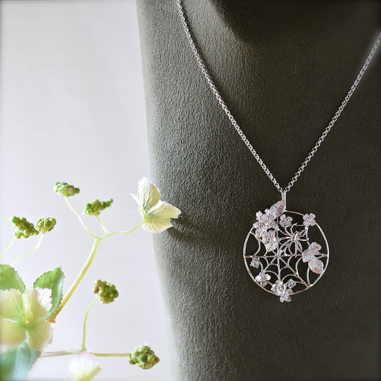 Spider and hydrangea necklace