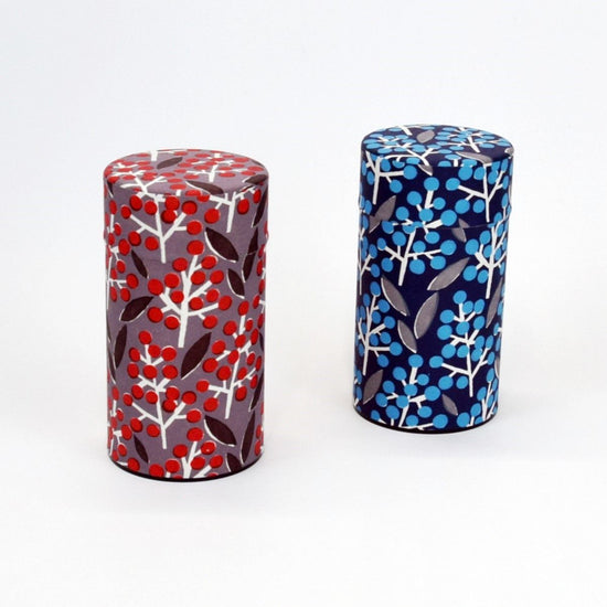 Kyoto Hand-dyed Washi, tea can (Nanten)