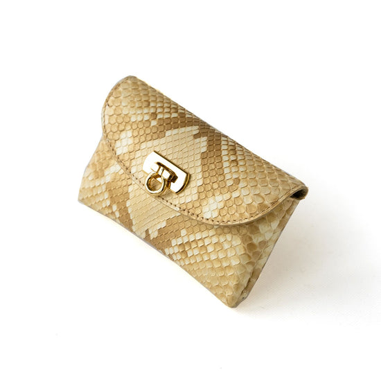 Flap wallet fleur medium python / pearl gold