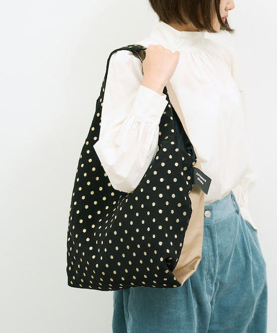 TWINS bag / gold dots × beige glitter / M