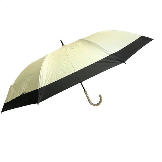 Short Wide Umbrella Heat-Shielding & Fully Shading Solid Color Cut Joint Bamboo Handle Sunshade Umbrella Black Coated Back