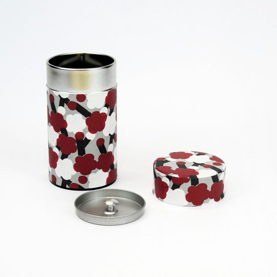 Kyoto hand-dyed Japanese paper, tea can (plum)