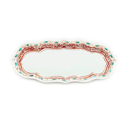 [Eisyou] Seven-size long woven plate, small pattern in red