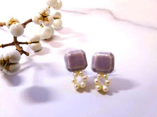 Circle Pearl Pierced / Earrings Lavender