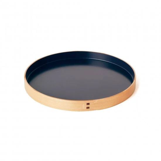 Round tray (shaku), navy blue