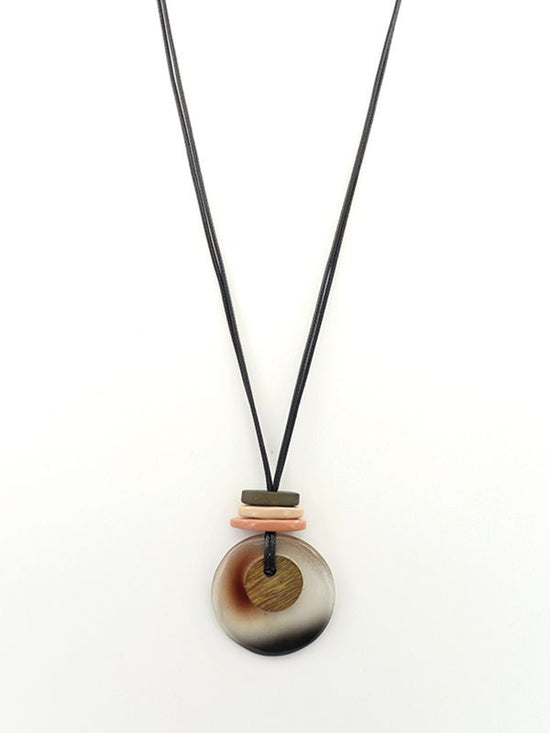 Wood & resin mal necklace