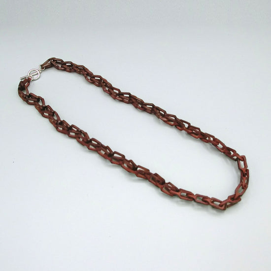 Chain necklace middle 2-way plus leather