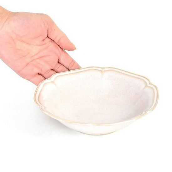 Ange 17cm shallow bowl, white type, Western tableware, round bowl, made in Japan, Minoyaki, stylish.