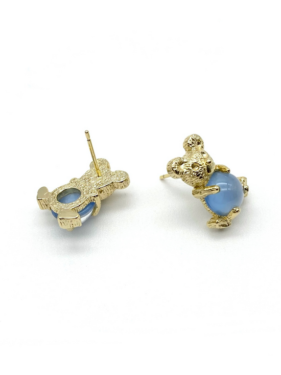 Teddy pierced earrings | gold × catsblue