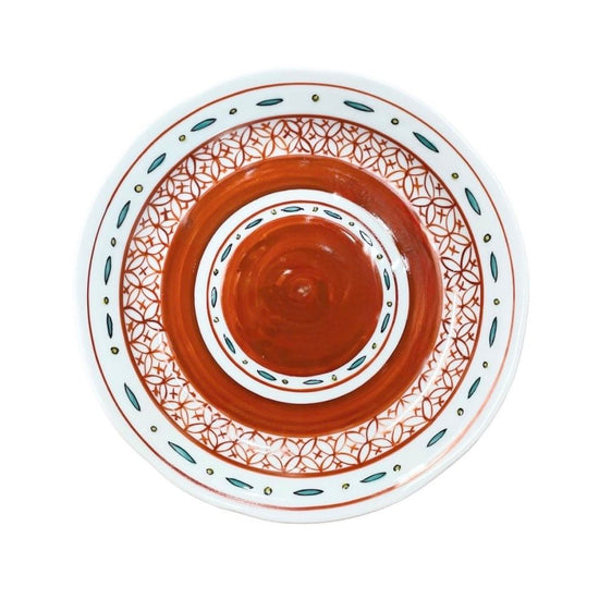 [Eisyou] Red-patterned small patterned eight-sided dish